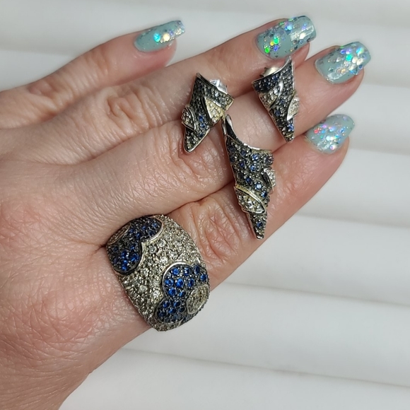 Art deco earrings and pendant set sterling… - Picture 2 of 6